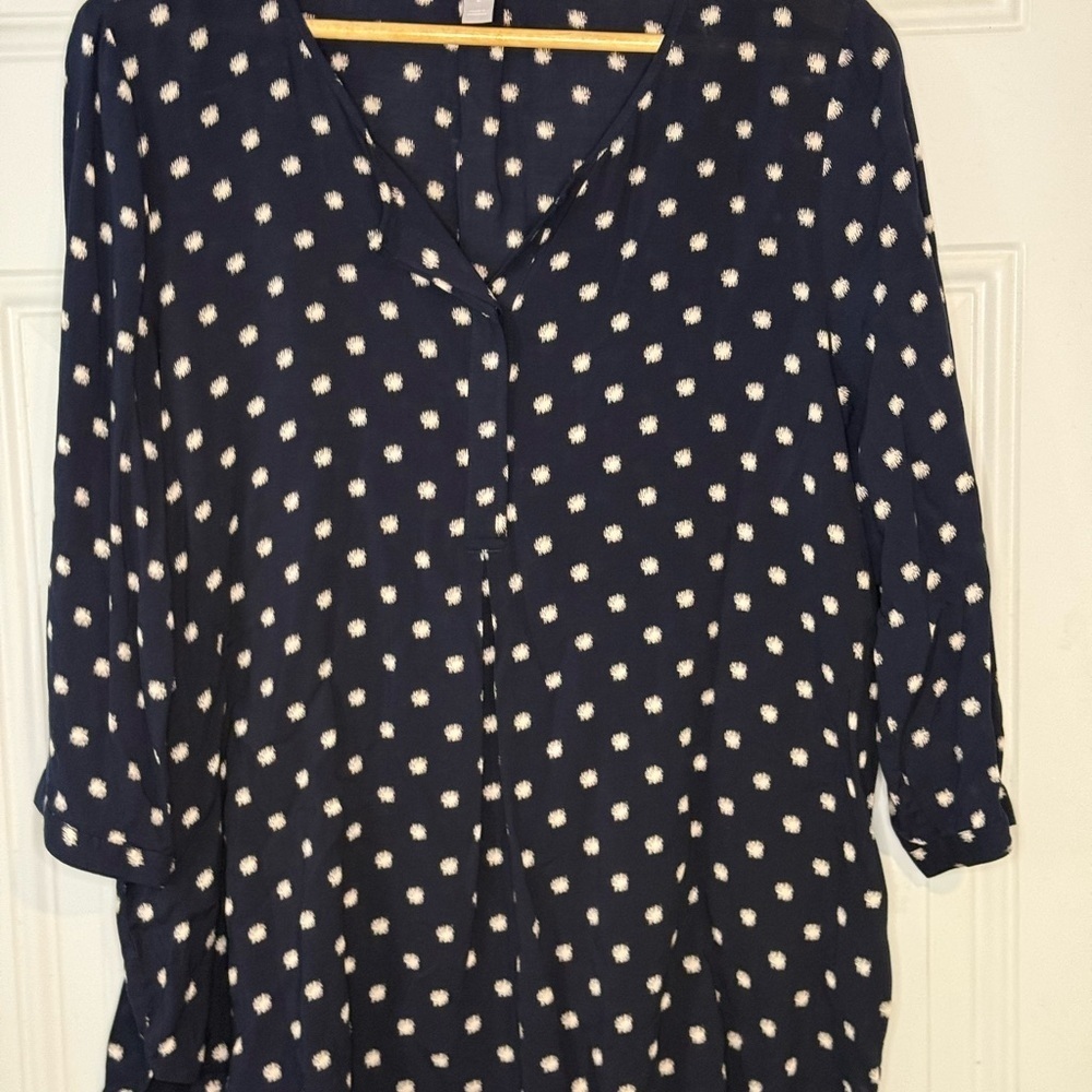 Navy Polka Dot Women's Top